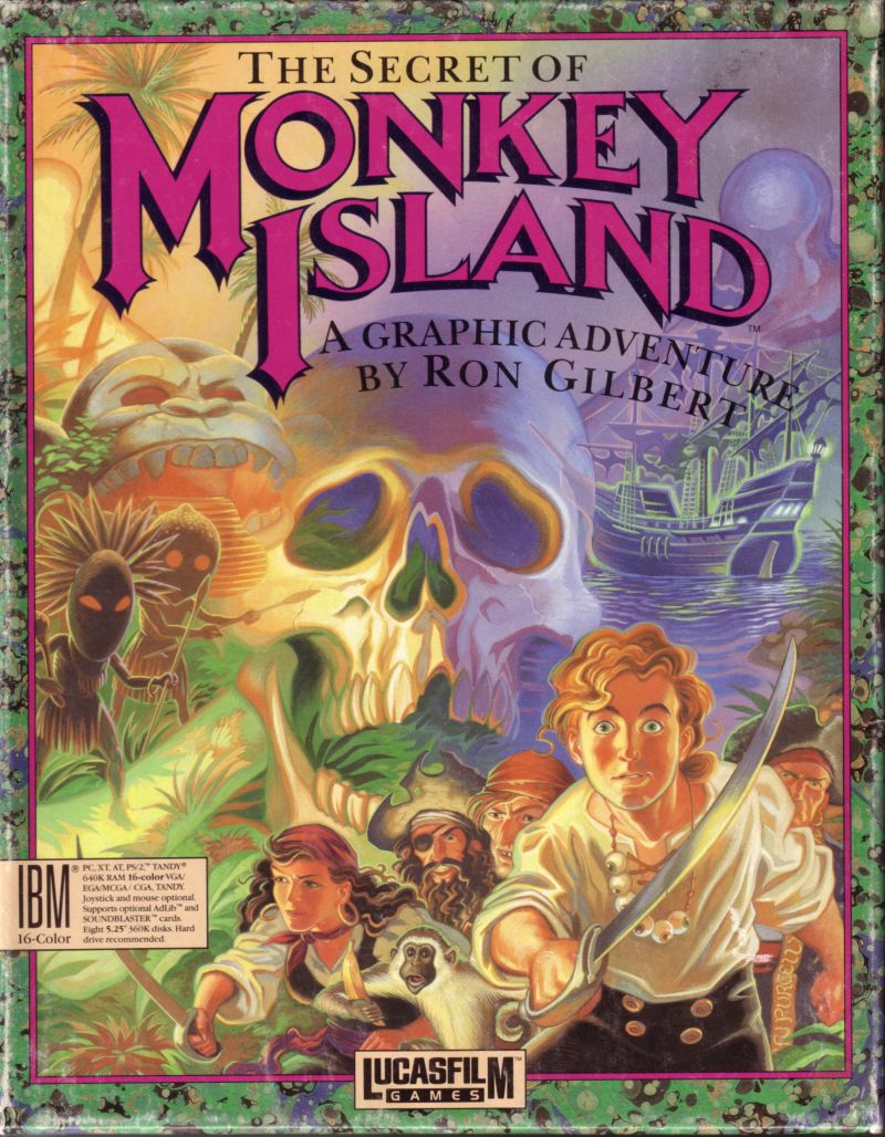 The almost cinematic boxart for The Secret of Monkey Island